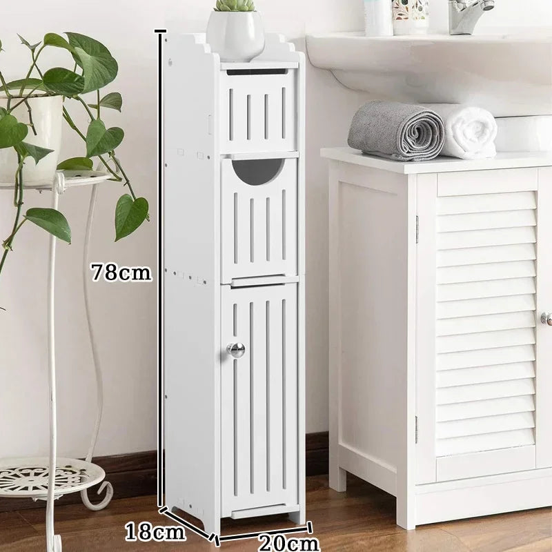 Bathroom Storage Cabinet Toilet Paper Holder Stand W / Door