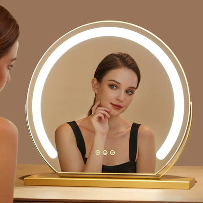 40cm Semicircle LED Makeup Mirror Smart Tabletop Vanity Cosmetic For Women Teens Dressing Table With Lights Christmas Gift