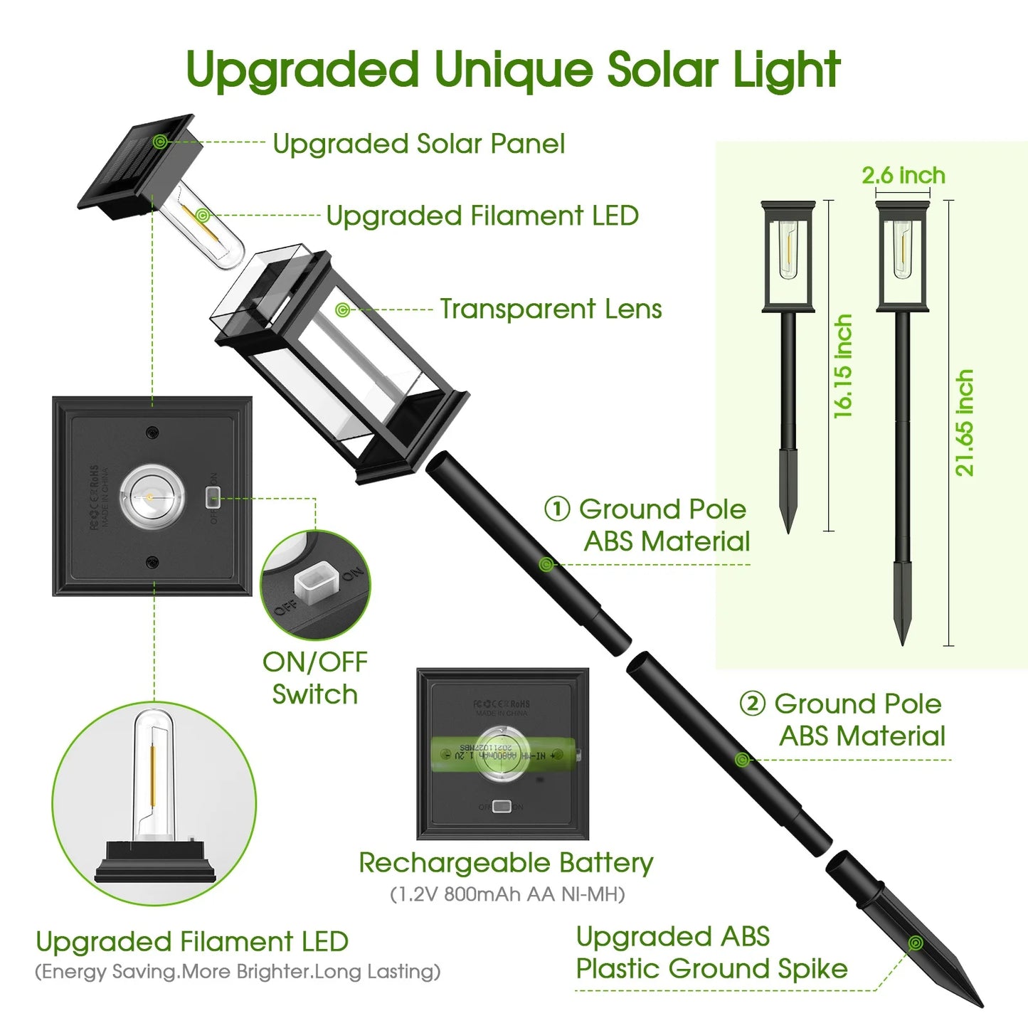 2/6/12 Pack [Upgraded] Solar Lights, 2700K Warm White, Super Bright 12Hrs