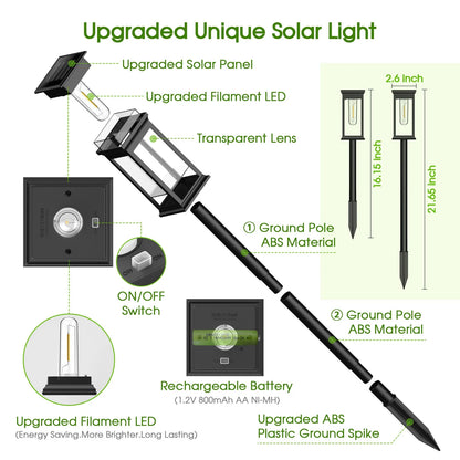 2/6/12 Pack [Upgraded] Solar Lights, 2700K Warm White, Super Bright 12Hrs