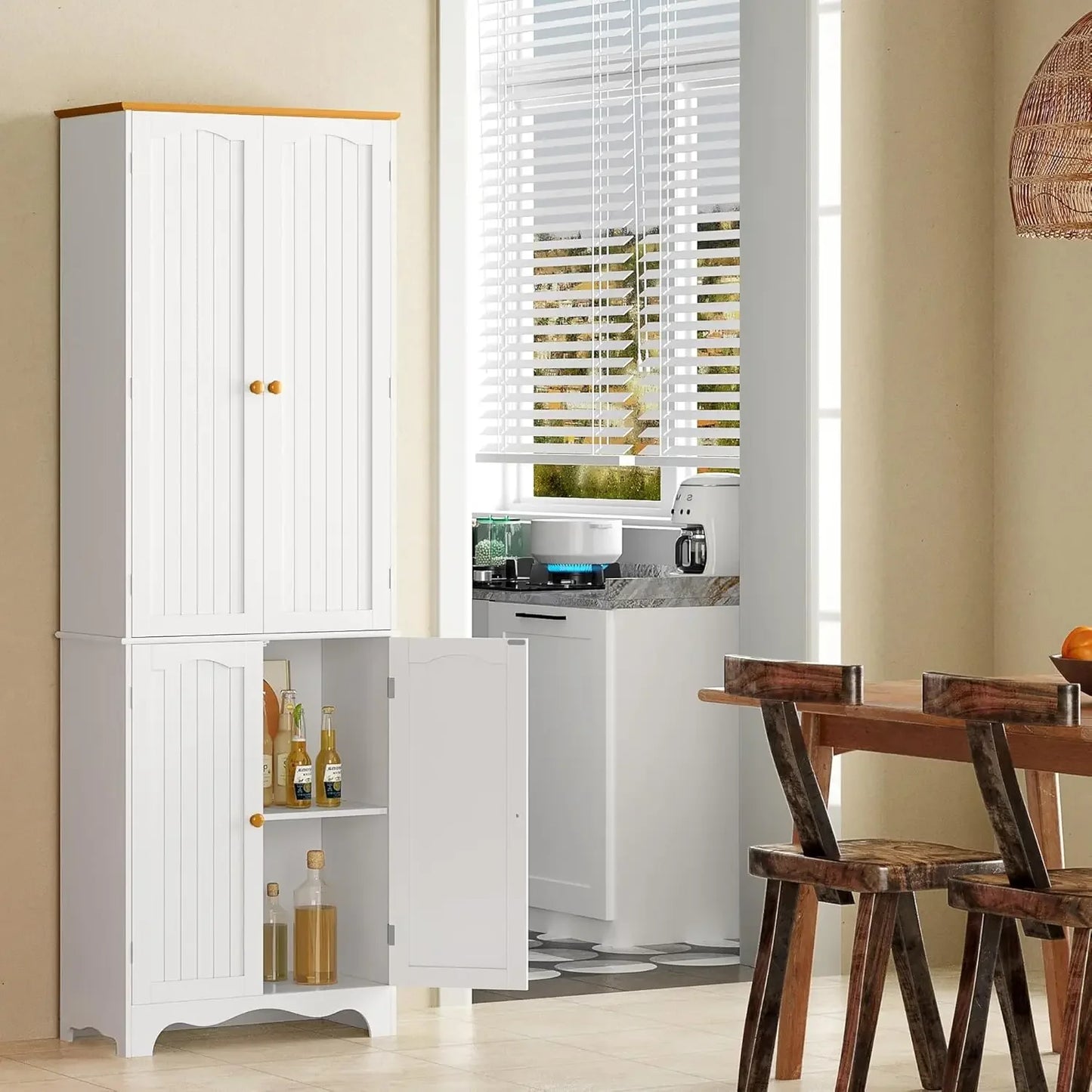 72" Kitchen Pantry Cabinet, Freestanding Storage Cabinets