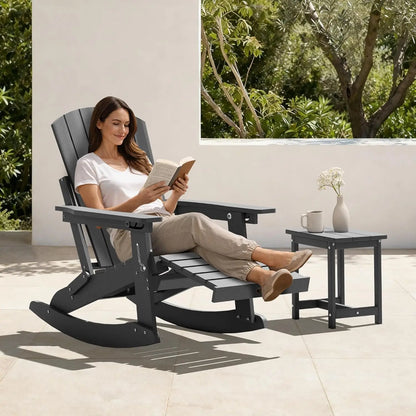 Adirondack Rocking Chair with Retractable Ottoman Set