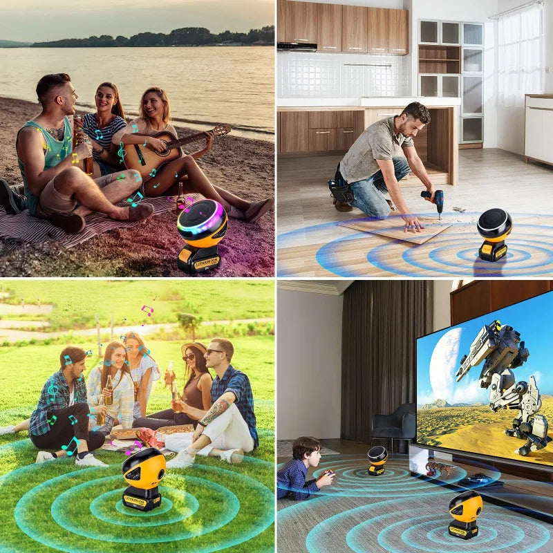 Portable Wireless Speaker for Makita/DeWalt/Milwaukee/Bosch 18V-20V Battery Supports Bluetooth 5.3 High-Definition Sound Quality