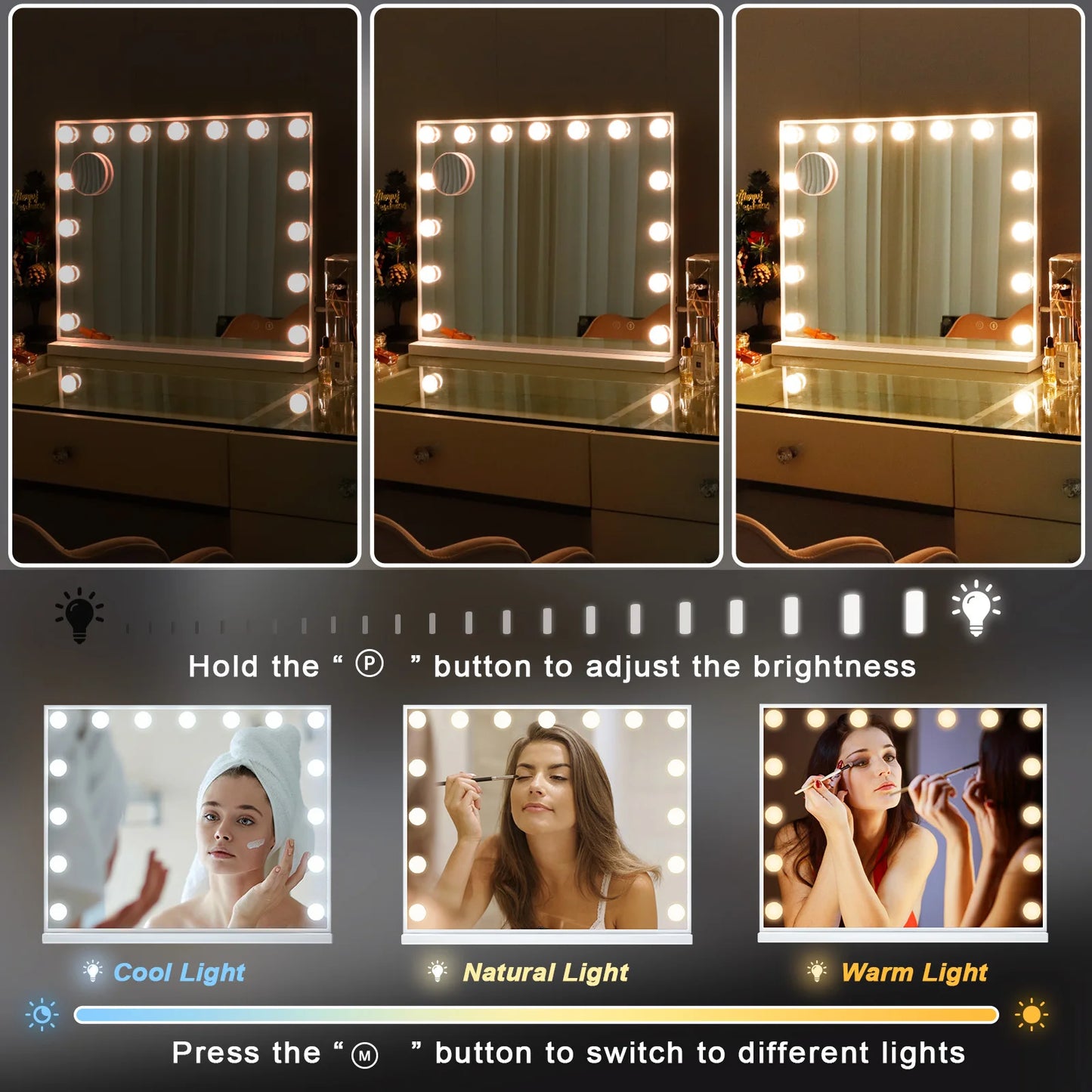 FENCHILIN Vanity Mirror w/ Hollywood Lighted Makeup Mirror