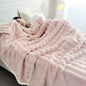 Solid Color Flannel Rabbit Fur Blanket Nap Cover Coral Fleece