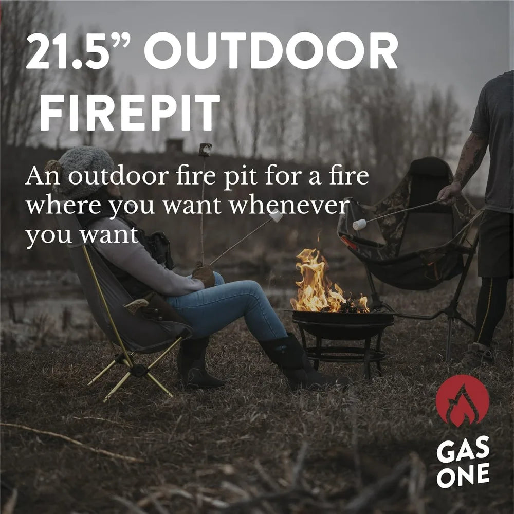 Gas One 22 in Outdoor Wood Burning Fire Pit with Mesh Lid