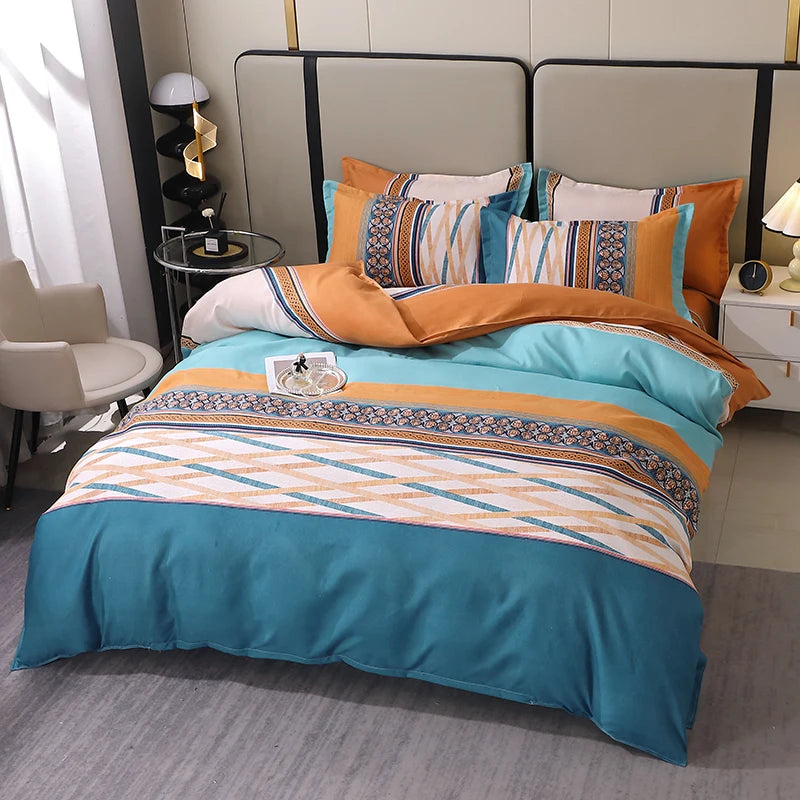 3 Pieces Luxury Striped Duvet Covers Soft Set Thickened Breathable Bedding Sets