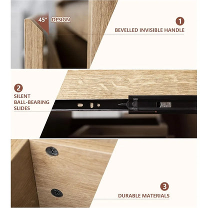 36-inch Wall-Mounted Natural Tone Bathroom Vanity with Concealed Drawer and Sink
