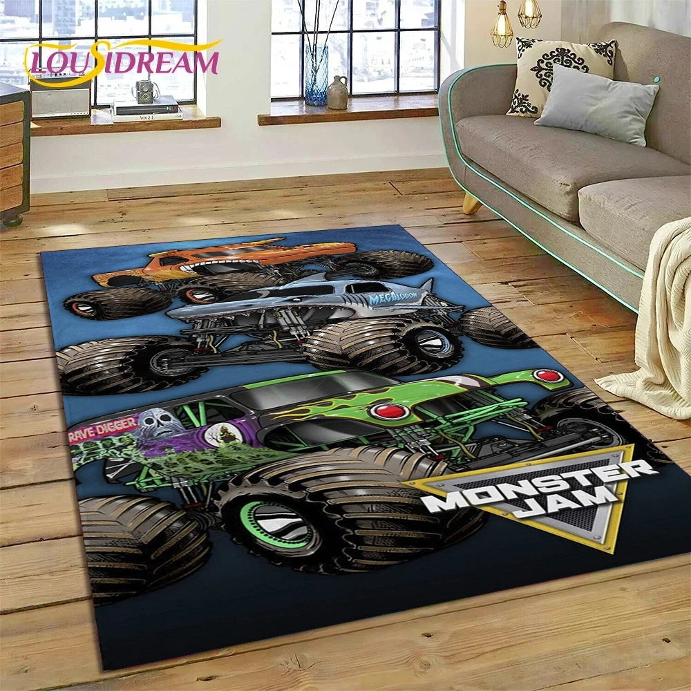 Monster Truck Monster Jam Cartoon Rug Carpet