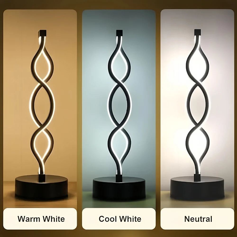 LED Spiral Table Lamp Tricolor Adjustable Brightness USB Powered Eye-protection Lamp