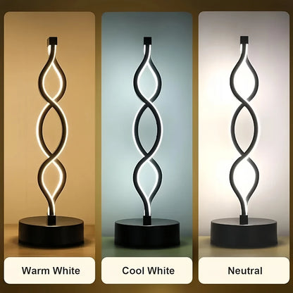 LED Spiral Table Lamp Tricolor Adjustable Brightness USB Powered Eye-protection Lamp
