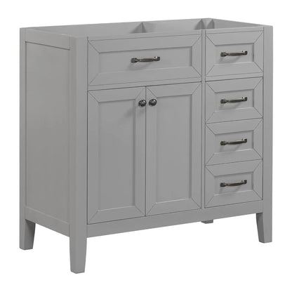 36 Inch Bathroom Vanity Cabinet Base White Storage 1 Door 6 Drawers, Customized