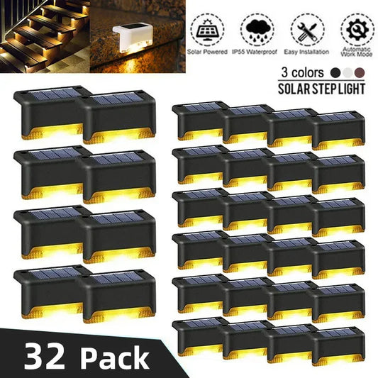 Warm White LED Solar Step Lamp Path Lights Waterproof Balcony, Patio Stair, Fence Light.