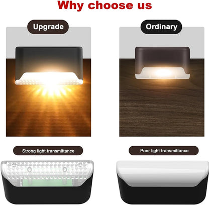 Warm White LED Solar Step Lamp Path Lights Waterproof Balcony, Patio Stair, Fence Light.
