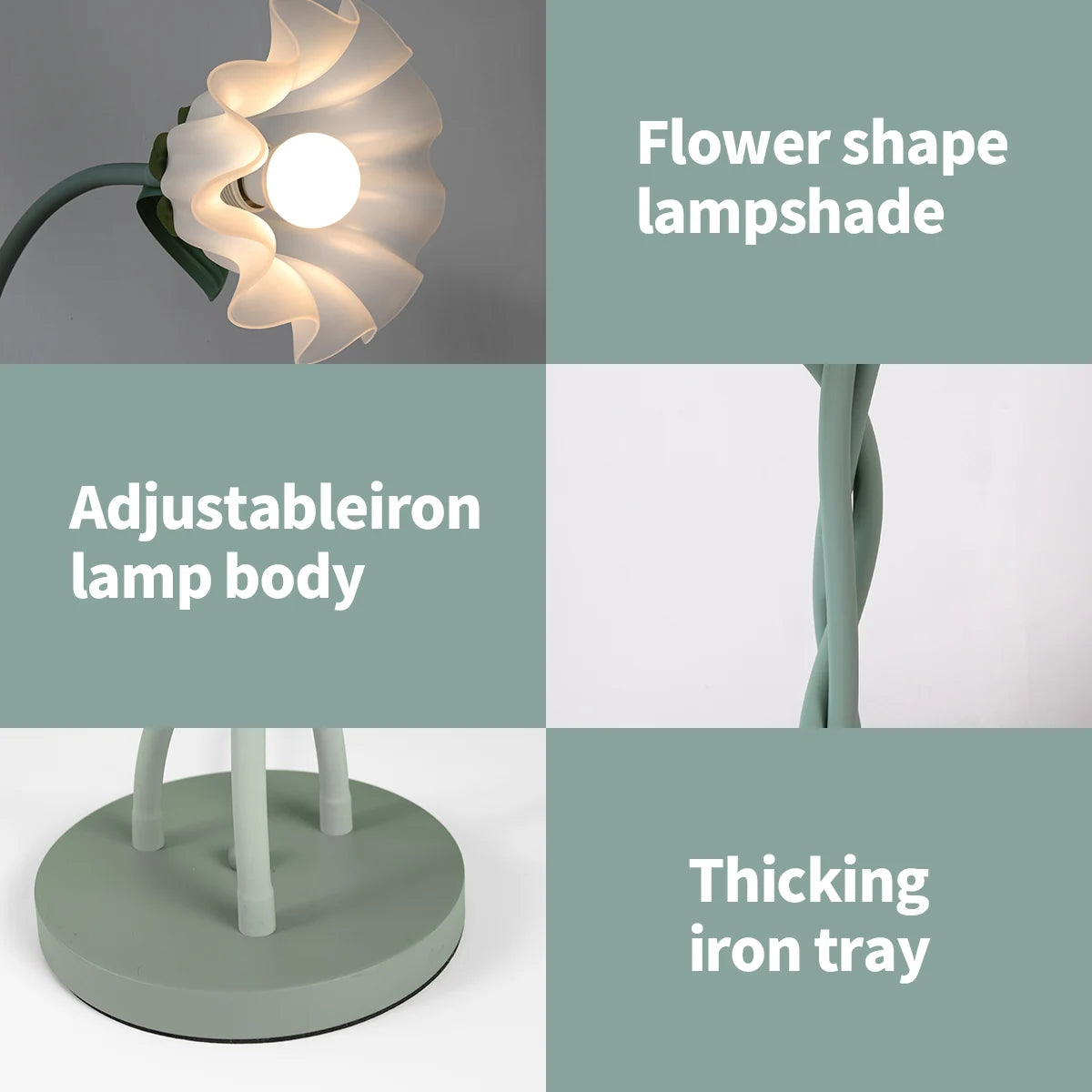 Retro 3-Head Flower Floor Lamp, Contains Bulb, 3-Color Dimmable W / Flexible Neck Room