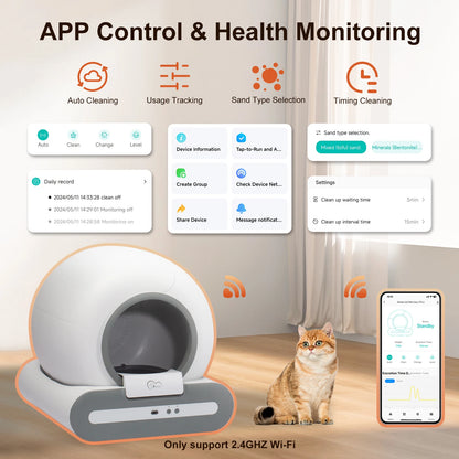 DOEL 65L Self-Cleaning Cat Litter Box App Control,