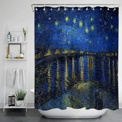 1pc Van Gogh Painting Anti-mildew Shower Curtain Polyester
