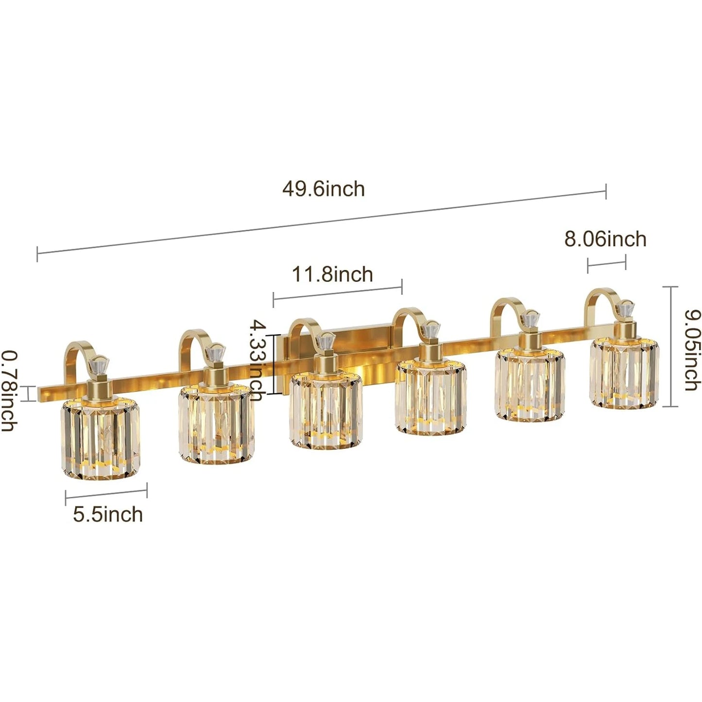 Crystal Gold Bathroom Vanity Light 6 Light Modern Bathroom Vanity Light
