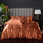 3-Pieces Silky Satin Duvet Cover Set Queen Size Soft Smooth Durable Comforter