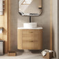 24" Floating Bathroom Vanity Ceramic Sink Combo Fluted 2 Storage Drawers