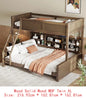 Queen Over Queen Bunk Bed with Storage, USB Ports, Antique Finish