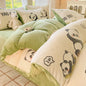 Cute Cartoon Strawberry Pattern Printed Bed Sheet Four Piece Set Machine Washable