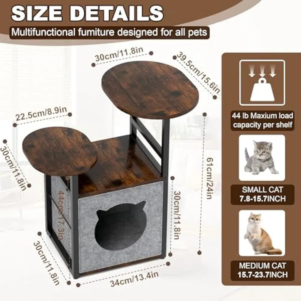 Small Bedside Table with Removable Cat Condo