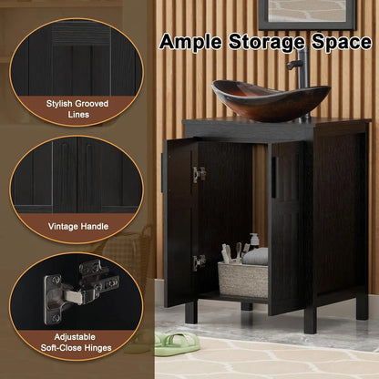 Black 24" Bathroom Vanity with Sink Combo, Modern Sink Cabinet,