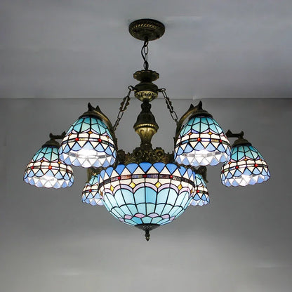 BROTHER Tiffany Chandelier LED American Retro Creativity Living Room Restaurant Bedroom Villa Hotel Cafe Bar Color Pendant Light