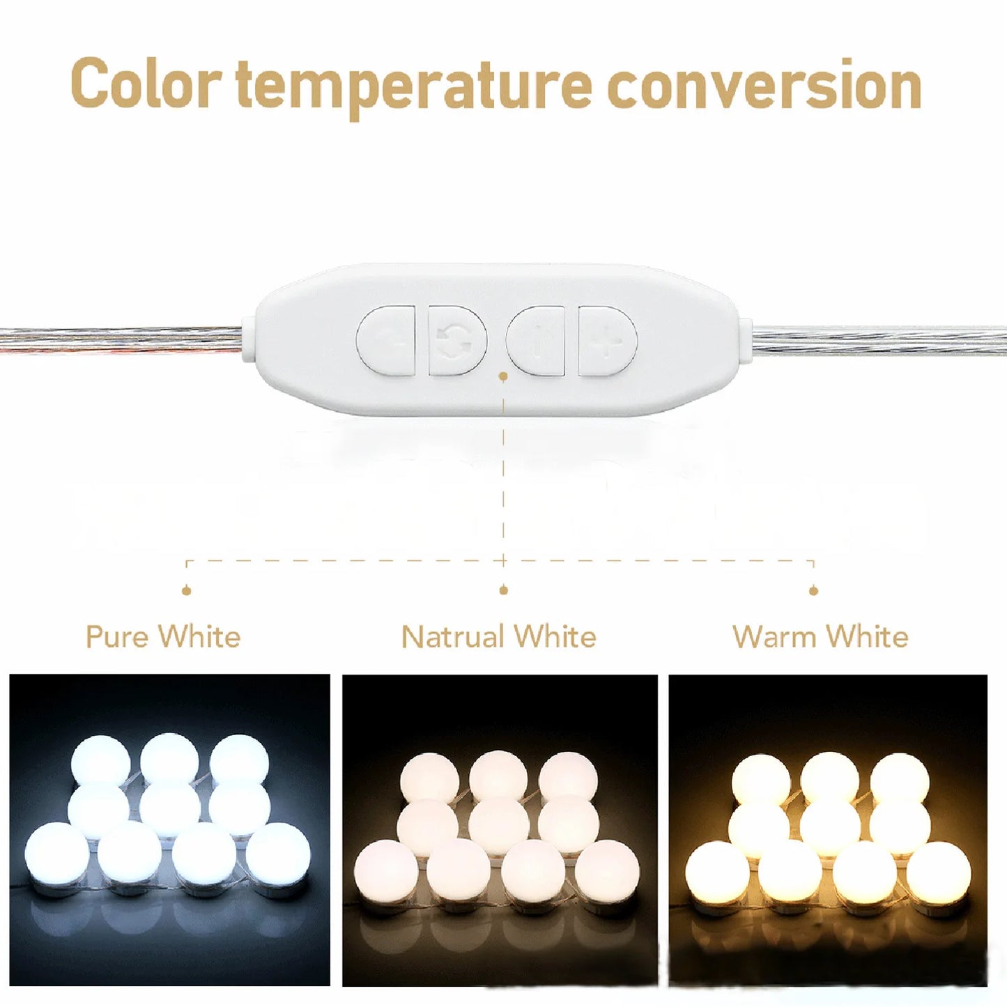 LED Makeup Mirror Light Bulbs USB Charging Vanity Makeup Mirror Lights Bathroom Dressing Table Lighting Dimmable LED Wall Lamp