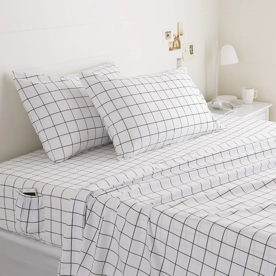 Soft Microfiber 4Piece Bed Sheet Set W / Elastic Side Pockets for Full Size Beds
