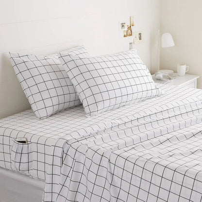Soft Microfiber 4Piece Bed Sheet Set W / Elastic Side Pockets for Full Size Beds