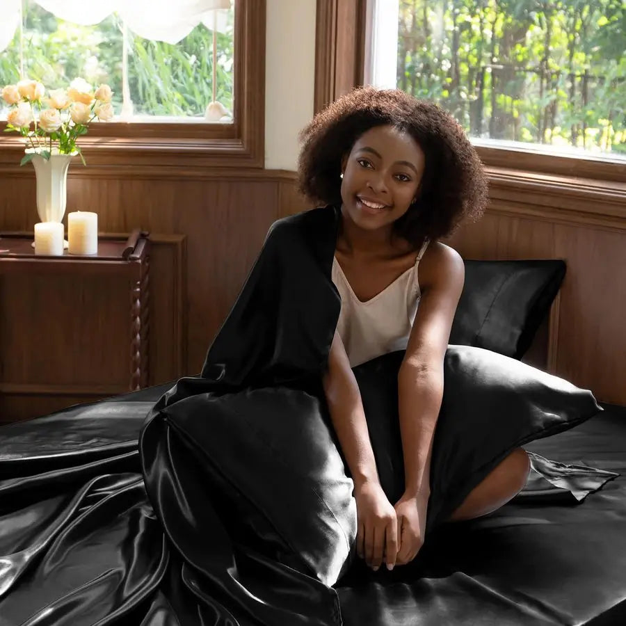 Satin Sheets King Size Sheet Set 4 Piece Silky King Sheets