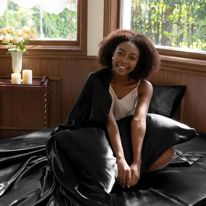 Satin Sheets King Size Sheet Set 4 Piece Silky King Sheets