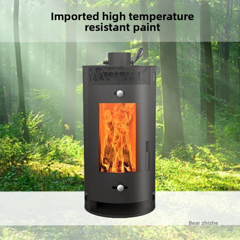 Real Fire Burning Wood Fireplace with Stainless Steel Heating Stove