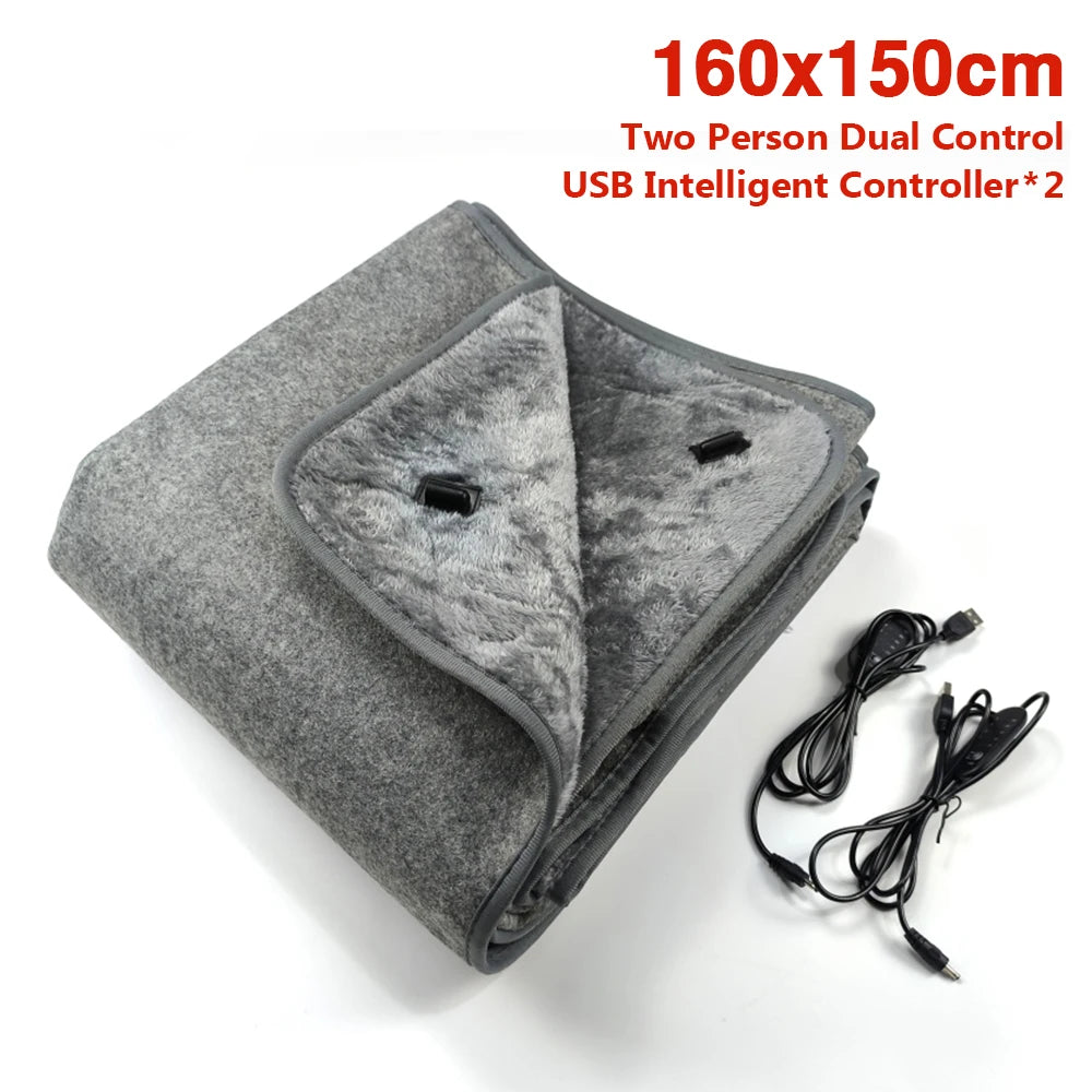 USB Electric Heating Blanket Overheat Protection Plush Winter Warm-up Adjustable Temperature