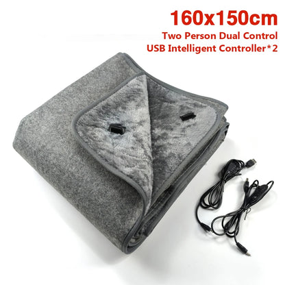 USB Electric Heating Blanket Overheat Protection Plush Winter Warm-up Adjustable Temperature