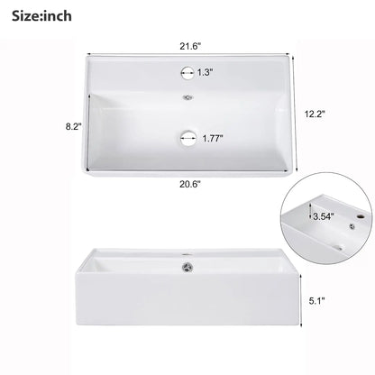 21.6" Bathroom Vanity with Single Sink, Standing Cabinet W /  Side Storage
