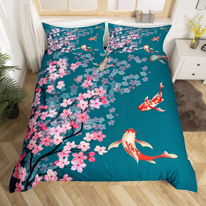 Koi Duvet Cover Sets for Kids Teens Adults Queen Size Quilt Covers