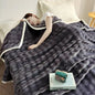 Solid Color Flannel Rabbit Fur Blanket Nap Cover Coral Fleece