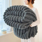 Solid Thickened Wide Striped Flannel Multifunctional Blanket