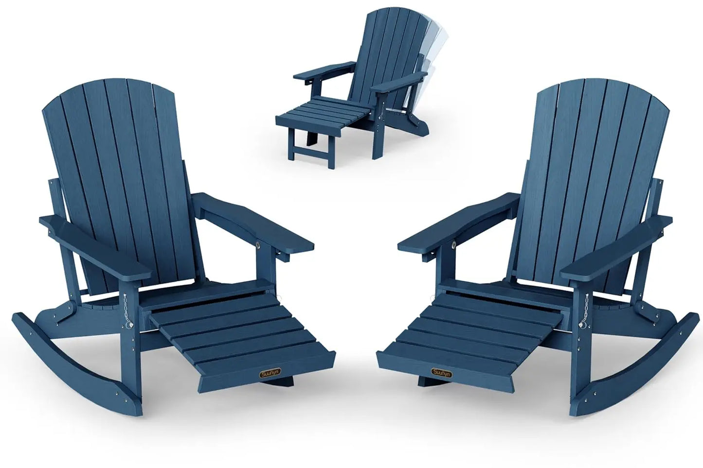 Adirondack Rocking Chair with Retractable Ottoman Set
