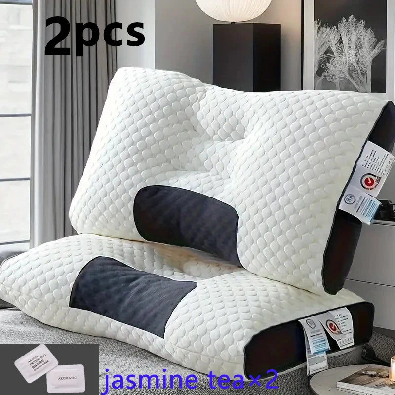 2PCS Pillow Knitted Neck Pillow for Side, Back and Prone Sleeping