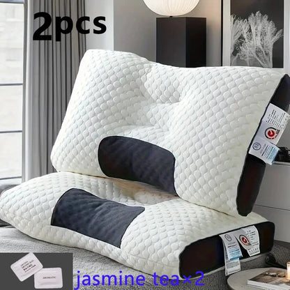 2PCS Pillow Knitted Neck Pillow for Side, Back and Prone Sleeping