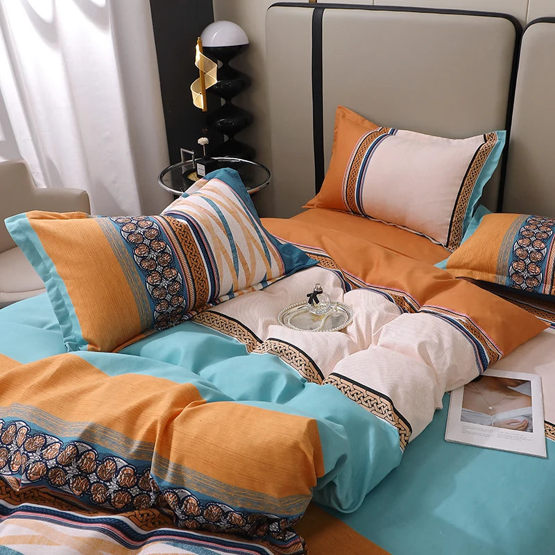 3 Pieces Luxury Striped Duvet Covers Soft Set Thickened Breathable Bedding Sets
