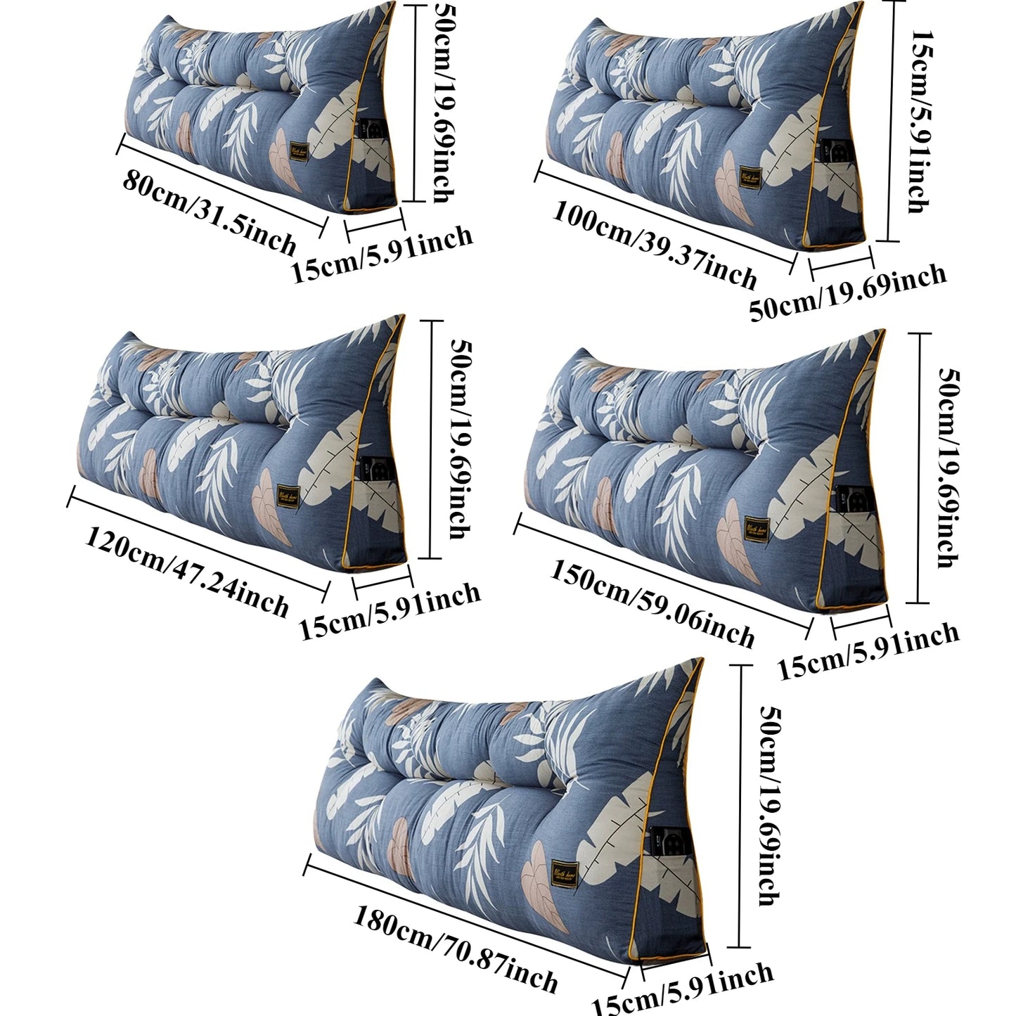 Removable Large Bed Backrest Cushion Ergonomic Triangular