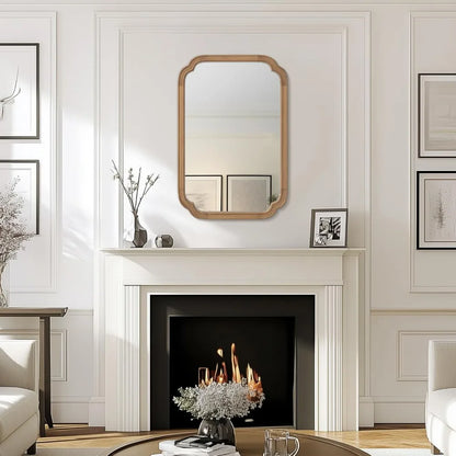 Full Scalloped Corners Arch Rectangle Wall Mirror w/ Wood Frame, 20x30,