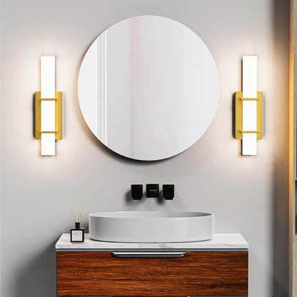 Modern LED Wall Sconce Light, 2-Pack Dimmable Up/Down Gold Vanity Light Fixture,