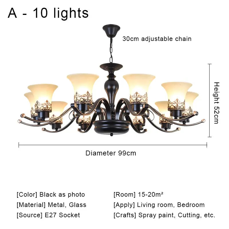 Vintage Chandelier Glass Pendant Lamp Indoor Lighting for Living Room Bedroom Kitchen Lustres Retro Loft Hanging Light Fixture