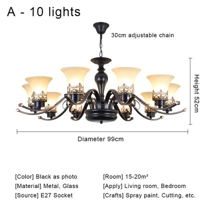 Vintage Chandelier Glass Pendant Lamp Indoor Lighting for Living Room Bedroom Kitchen Lustres Retro Loft Hanging Light Fixture